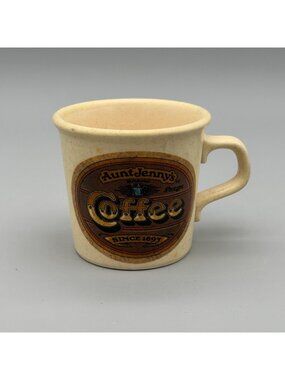 Aunt Jennys Coffee Logo Mug Beige Vintage Taylor Int'l USA Stoneware 1893 Design